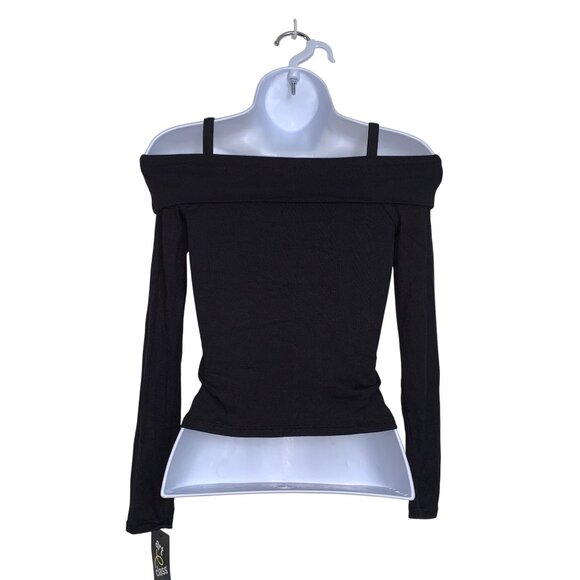 Art Class Juniors Off-The-Shoulder Long Sleeve Top Black - Picture 3 of 12